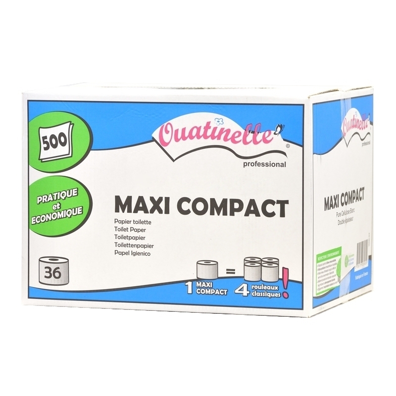 Papier hygiénique Papier toilette Ouatinelle - Maxi Compact 500 formats - Carton de 36 rouleaux