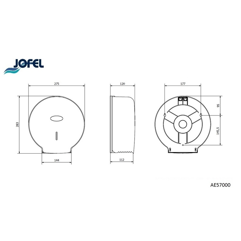 Distributeur papier hygiénique - Plastique blanc - Moyen modèle - Jofel AE57000