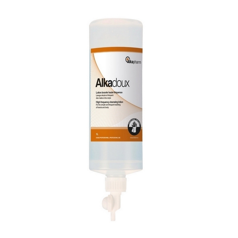 Savon mains Alkadoux - Lotion lavante glycérinée vitaminée - Haute fréquence - Flacon airless 1 L
