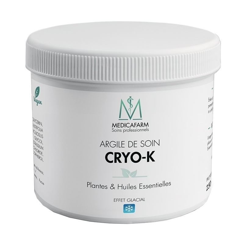 Gel froid Argile de soin Cryo K - Effet Glacial - Medicafarm - Pot 250 g ou 500 g