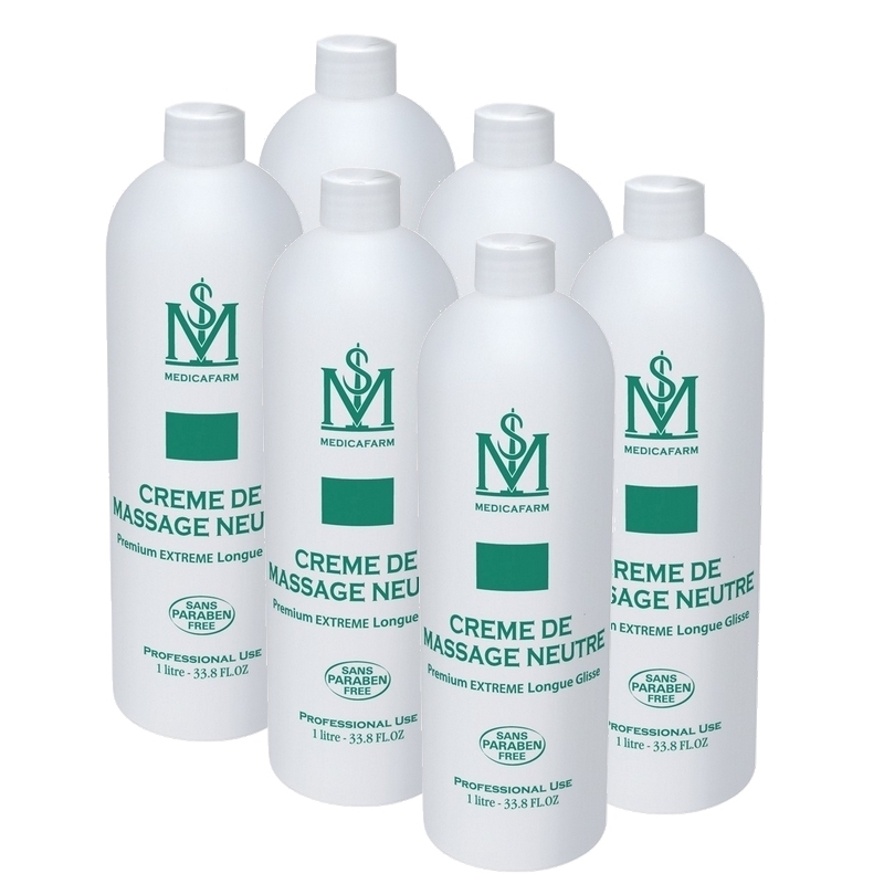 Crème neutre Crème neutre de massage - Extreme longue glisse - Medicafarm -  Carton 6 x 1 litre