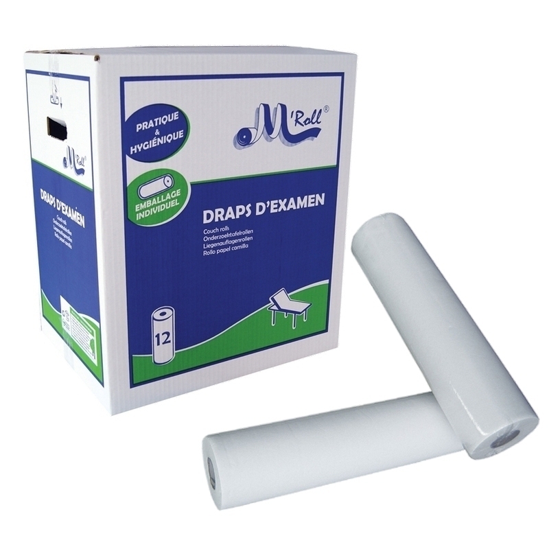 Draps d'examen Drap d'examen lisse - Global Hygiène J280 - Prédécoupe longue 190 x 50 - Carton de 12 rouleaux