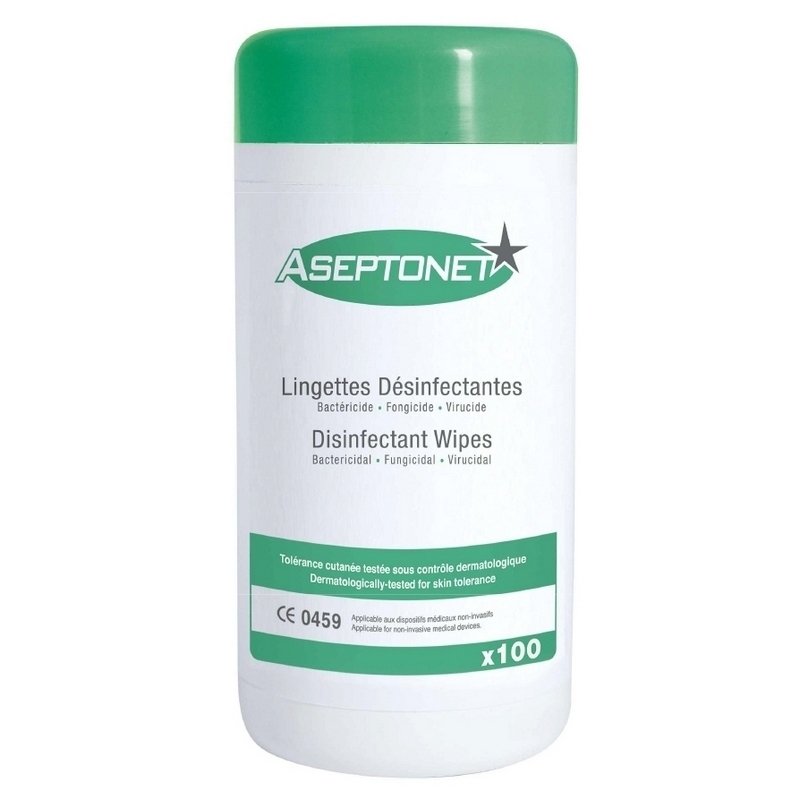Lingettes  Lingette Aseptonet - Nettoyante & désinfectante - Boite de 100