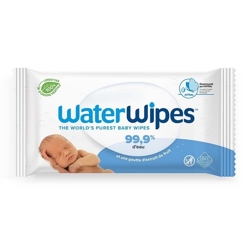 Lingettes  Lingettes bébé WaterWipes - 100% d'origine végétale - Paquet de 60