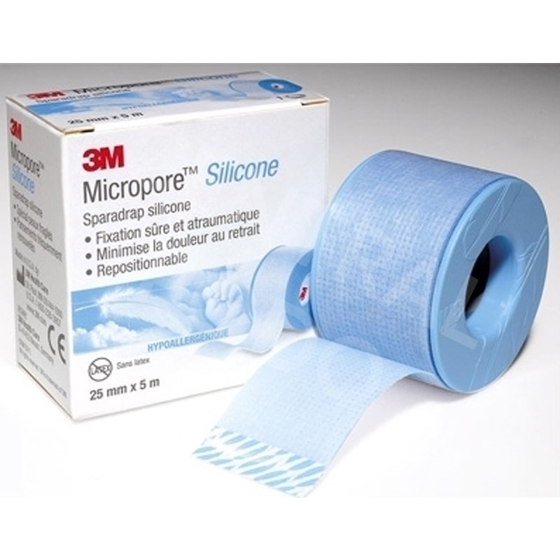Pansements Micropore silicone 3M - Sparadrap pour pansement - 2,5 cm x 5 m