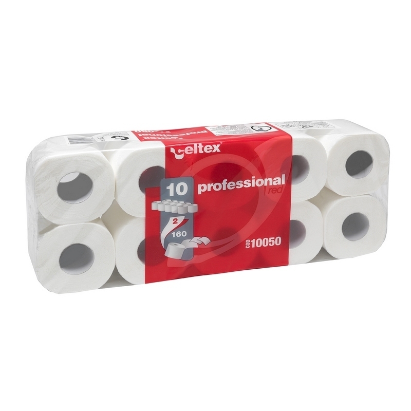Papier hygiénique Papier toilette Pro Red Celtex - 160 formats 2 plis - Ballot de 10 rouleaux