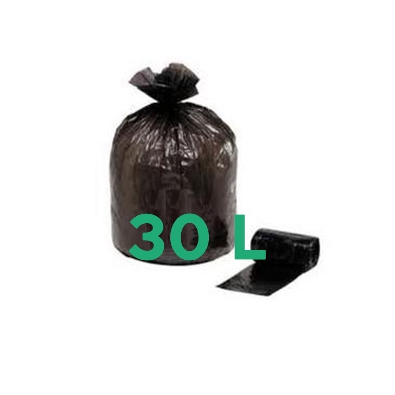 Sacs poubelle Sac poubelle noir 30 litres - Lien coulissant - Carton de 200